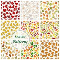 Seamless patterns of trees leaves vector