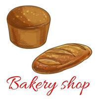 Bread sketch icons for bakery shop vector