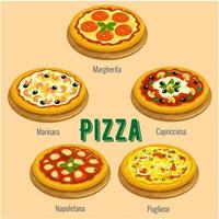 pizza. carta de menú de cocina italiana vector