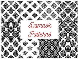 Damask ornate seamless patterns set vector