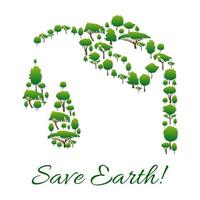 salvar el símbolo de la tierra de los árboles en forma de gota de gasolina vector