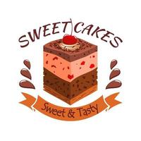 Sweet cake with berries. Bakery shop emblem vector