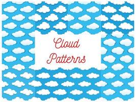 Cartoon cumulus clouds seamless patterns vector