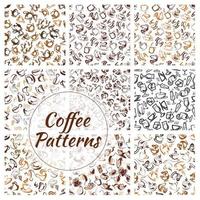 Natural coffee drinks seamless pattern set vector
