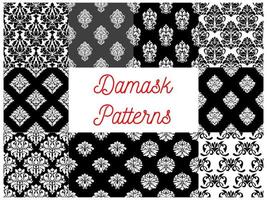 Set of damask seamless patterns vector