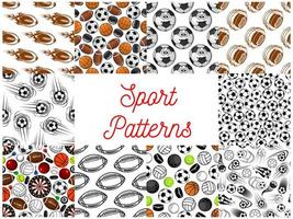 Sport balls seamless patterns vector