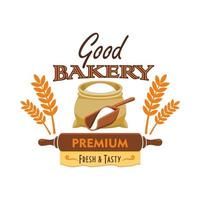 Bakery bread emblem with flour and wheat element vector