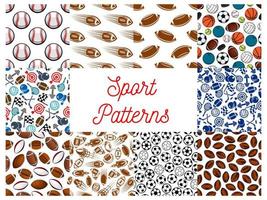 Sporting items, game equipment seamless patterns vector