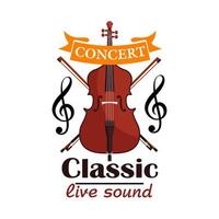 Double Bass. Classic live concert emblem vector
