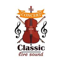 Double Bass. Classic live concert emblem vector