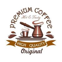 emblema de café caliente y sabroso premium vector