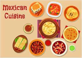 Mexican cuisine dishes icon for menu design vector