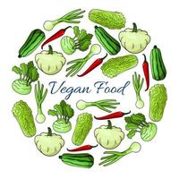 cartel de vector de comida vegana con verduras