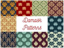 Damask ornamental decoration patterns vector