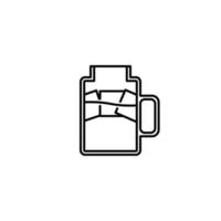 mug glass jar icon with ice cube on white background. simple, line, silhouette and clean style. black and white. suitable for symbol, sign, icon or logo vector