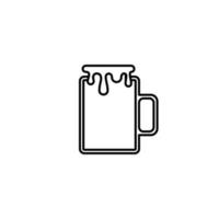 icono de tarro de cristal de taza con exceso de agua sobre fondo blanco. simple, línea, silueta y estilo limpio. en blanco y negro. adecuado para símbolo, signo, icono o logotipo vector