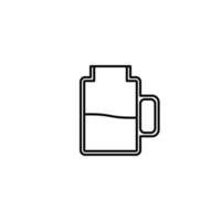 icono de tarro de cristal de taza con medio lleno de agua sobre fondo blanco. simple, línea, silueta y estilo limpio. en blanco y negro. adecuado para símbolo, signo, icono o logotipo vector