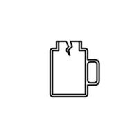 icono de tarro de cristal de taza rota sobre fondo blanco. simple, línea, silueta y estilo limpio. en blanco y negro. adecuado para símbolo, signo, icono o logotipo vector