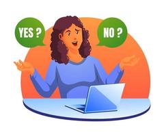 yes or no with a woman select right or wrong question vector