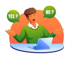 yes or no with a man select right or wrong question vector