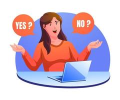 yes or no with a woman select right or wrong question vector