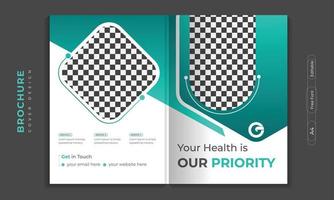 Medical Brochure cover design or profile template set for healthcare.  poster, annual report, catalog, and flyer in A4 with colorful geometric shapes. vector