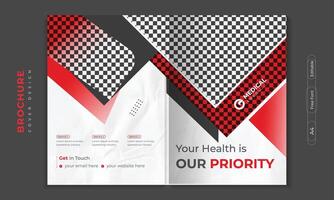 Medical Brochure cover design or profile template set for healthcare.  poster, annual report, catalog, and flyer in A4 with colorful geometric shapes. vector