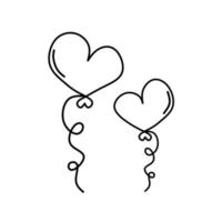 Icon heart illustration on white background. Black outline. The line in the form of heart. Template for Valentine's Day banners, posters, greeting cards. vector