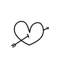 Icon heart illustration on white background. Black outline. The line in the form of heart. Template for Valentine's Day banners, posters, greeting cards. vector