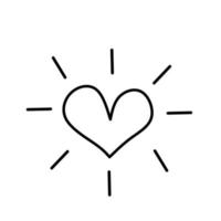 Icon heart illustration on white background. Black outline. The line in the form of heart. Template for Valentine's Day banners, posters, greeting cards. vector