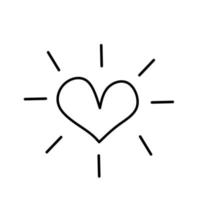 Icon heart illustration on white background. Black outline. The line in the form of heart. Template for Valentine's Day banners, posters, greeting cards. vector