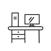 Workspace at home icon outline, on white background. Editable stroke Vector