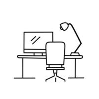 Workspace at home icon outline, on white background. Editable stroke Vector