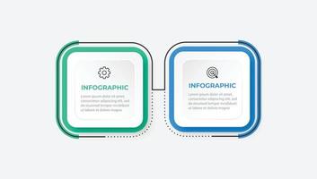 plantilla infográfica de línea delgada, concepto de negocio con 2 opciones, paso o proceso vector