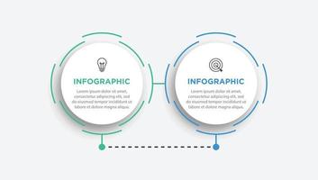 plantilla infográfica de línea delgada, concepto de negocio con 2 opciones, paso o proceso vector