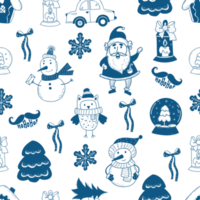 Christmas seamless pattern. New Years characters Santa Claus and snowman, owl and snowflake png