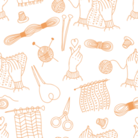 Seamless pattern with hands and knitting png