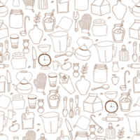 Seamless pattern with kitchen items png