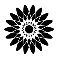 ilustração de flor de mandala, linda mandala com linha fina preta png