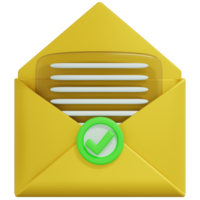 3D Rendering of Opened Message Icon png