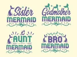 Mermaid t-shirt design bundle vector