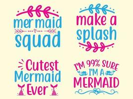 Mermaid t-shirt design bundle vector