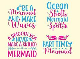 Mermaid t-shirt design bundle vector