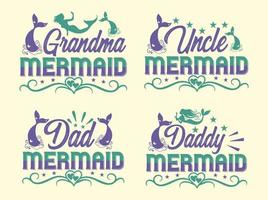 Mermaid t-shirt design bundle vector