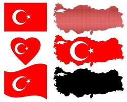 Map of Turkey and different types of symbols on a white background vector