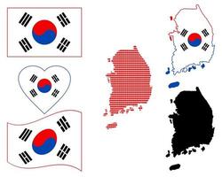 map of South Korea and the different types of characters on a white background vector