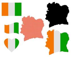 map of Ivory Coast  and the different types of characters on a white background vector