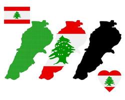 map of Lebanon and the different types of characters on a white background vector