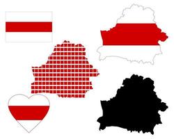 Bielorrusia mapea diferentes tipos y símbolos en un fondo blanco vector