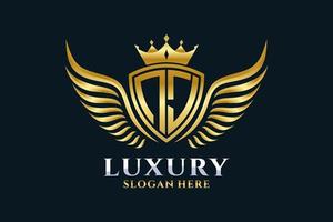 Luxury royal wing Letter NJ crest Gold color Logo vector, Victory logo, crest logo, wing logo, vector logo template.